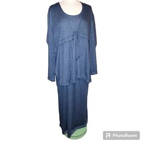 Style Studio 3x Dress Maxi Blue Sleeveless Cardigan Sweater Maxi Stretch…